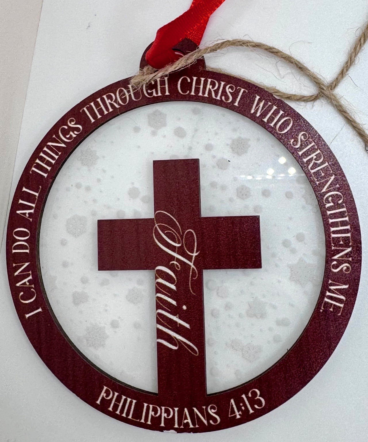 Religious Christmas Ornament included in SendThemLove.com's December Catholic College Care Package