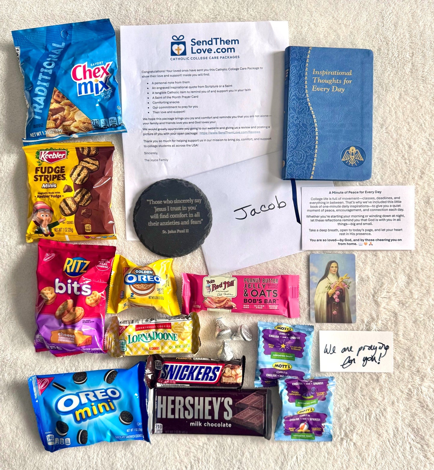 Catholic College Care Package for October contents from SendThemLove.com